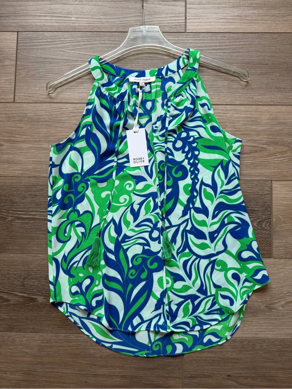 Rose & Olive Blue and Green Printed Halter Camisole NWT